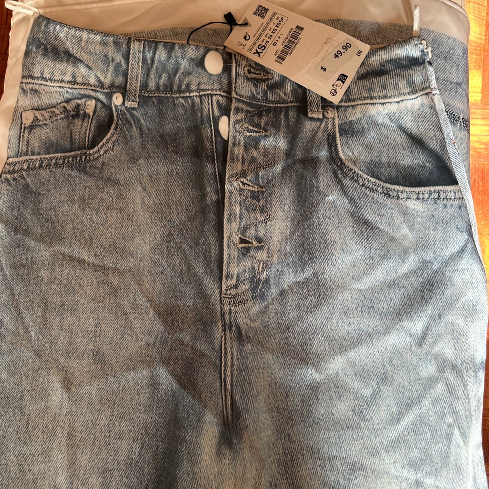 Zara Silk Denim Skirt